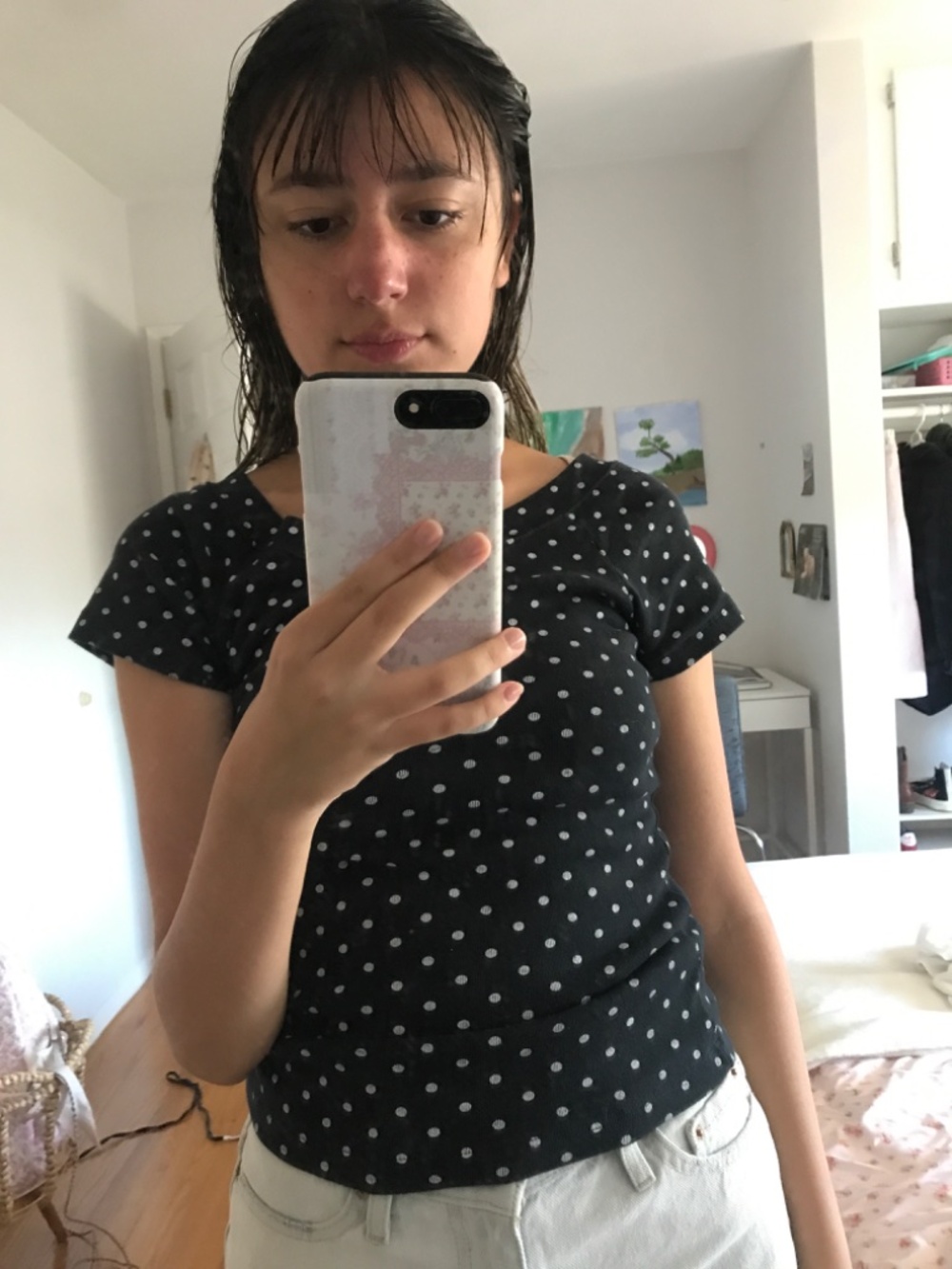 Polka Dot Ginny Off the Shoulder top - Picture 2 of 3
